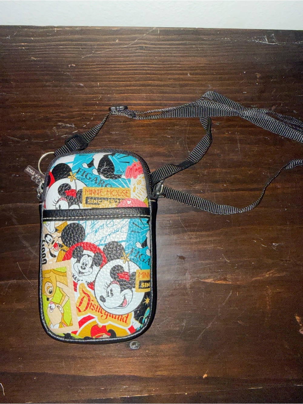 Disney Patchwork Crossbody phone Bag in Blue, Red, Yellow, Black
